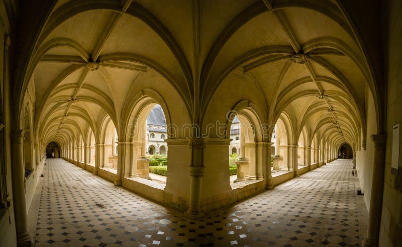 Arches and porch in fontevraud abbey monastery. Arches and porch in fontevraud abbey monastery